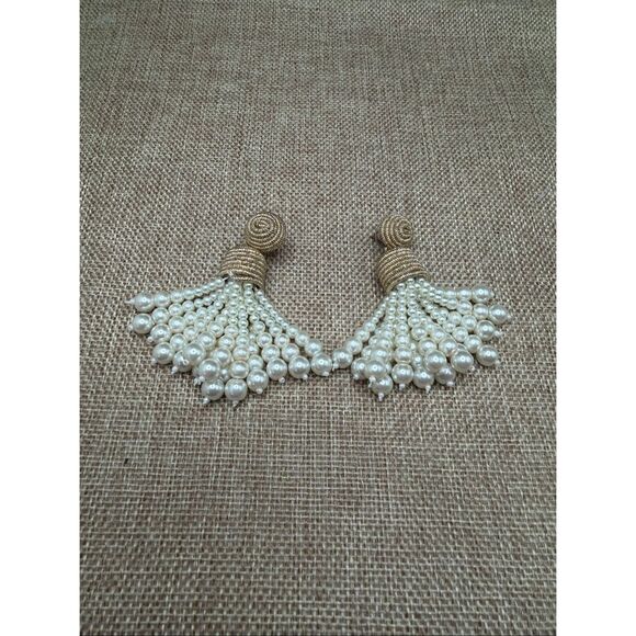 Gold & Pearl Tassel Statement Earrings Vintage-Look  Drop Design - Picture 3 of 7